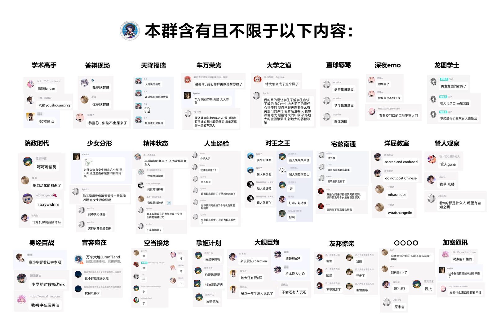 本群含有且不限于以下内容